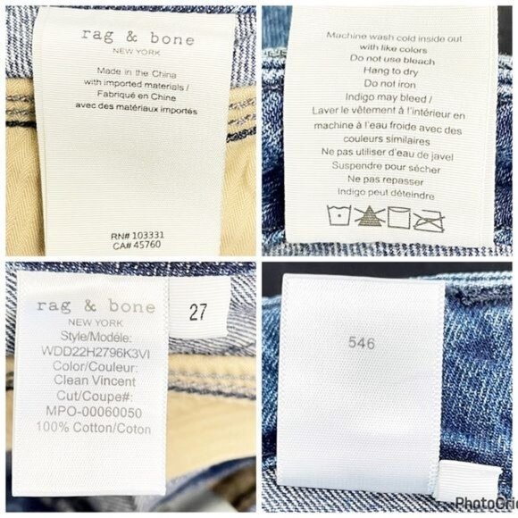 RAG & BONE Mia Yoke Straight Leg Jeans belts tie at waist clean Vincent wash 27 - Picture 6 of 12